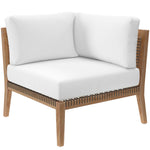 Clearwater 5-Piece Outdoor Patio Teak Wood Sectional Sofa in Gray White