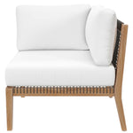 Clearwater 5-Piece Outdoor Patio Teak Wood Sectional Sofa in Gray White