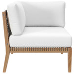 Clearwater 5-Piece Outdoor Patio Teak Wood Sectional Sofa in Gray White