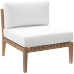 Clearwater 5-Piece Outdoor Patio Teak Wood Sectional Sofa in Gray White