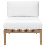 Clearwater 5-Piece Outdoor Patio Teak Wood Sectional Sofa in Gray White