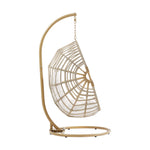 Amalie Wicker Rattan Outdoor Patio Rattan Swing Chair in Natural White