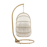Amalie Wicker Rattan Outdoor Patio Rattan Swing Chair in Natural White