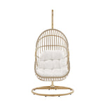 Amalie Wicker Rattan Outdoor Patio Rattan Swing Chair in Natural White