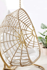 Amalie Wicker Rattan Outdoor Patio Rattan Swing Chair in Natural White