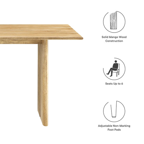 Amistad 60" Wood Dining Table in Oak