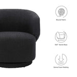 Celestia Boucle Fabric Swivel Chair in Black
