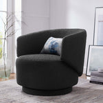 Celestia Boucle Fabric Swivel Chair in Black