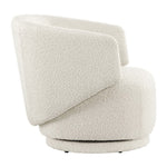 Celestia Boucle Fabric Swivel Chair in Ivory