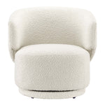 Celestia Boucle Fabric Swivel Chair in Ivory