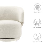 Celestia Boucle Fabric Swivel Chair in Ivory