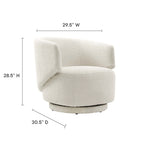 Celestia Boucle Fabric Swivel Chair in Ivory