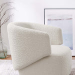 Celestia Boucle Fabric Swivel Chair in Ivory