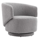 Celestia Boucle Fabric Swivel Chair in Light Gray