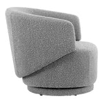 Celestia Boucle Fabric Swivel Chair in Light Gray