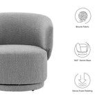 Celestia Boucle Fabric Swivel Chair in Light Gray