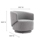 Celestia Boucle Fabric Swivel Chair in Light Gray