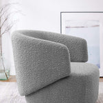 Celestia Boucle Fabric Swivel Chair in Light Gray