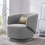 Celestia Boucle Fabric Swivel Chair in Light Gray