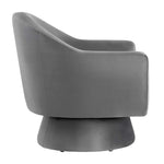 Astral Performance Velvet Fabric and Wood Swivel Chair in Gray