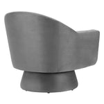 Astral Performance Velvet Fabric and Wood Swivel Chair in Gray