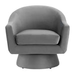 Astral Performance Velvet Fabric and Wood Swivel Chair in Gray