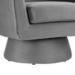 Astral Performance Velvet Fabric and Wood Swivel Chair in Gray