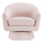 Astral Performance Velvet Fabric and Wood Swivel Chair in Pink