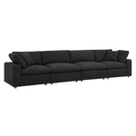 Commix Down Filled Overstuffed Boucle Fabric 4-Seater Sofa in Black