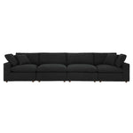 Commix Down Filled Overstuffed Boucle Fabric 4-Seater Sofa in Black