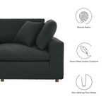 Commix Down Filled Overstuffed Boucle Fabric 4-Seater Sofa in Black