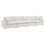 Commix Down Filled Overstuffed Boucle Fabric 4-Seater Sofa in Ivory