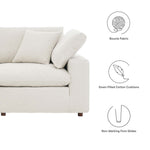 Commix Down Filled Overstuffed Boucle Fabric 4-Seater Sofa in Ivory