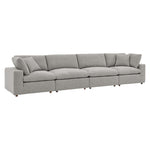 Commix Down Filled Overstuffed Boucle Fabric 4-Seater Sofa in Light Gray
