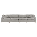 Commix Down Filled Overstuffed Boucle Fabric 4-Seater Sofa in Light Gray