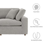 Commix Down Filled Overstuffed Boucle Fabric 4-Seater Sofa in Light Gray