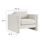 Visible Boucle Fabric Armchair in Ivory