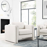 Visible Boucle Fabric Armchair in Ivory