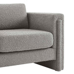 Visible Boucle Fabric Armchair in Light Gray