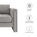 Visible Boucle Fabric Armchair in Light Gray
