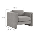 Visible Boucle Fabric Armchair in Light Gray