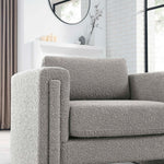 Visible Boucle Fabric Armchair in Light Gray