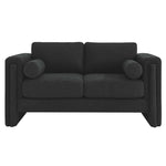 Visible Boucle Fabric Loveseat in Black