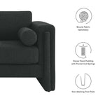 Visible Boucle Fabric Loveseat in Black