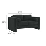 Visible Boucle Fabric Loveseat in Black