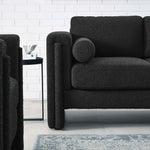 Visible Boucle Fabric Loveseat in Black