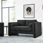 Visible Boucle Fabric Loveseat in Black