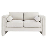 Visible Boucle Fabric Loveseat in Ivory