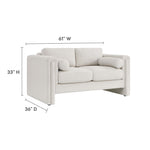 Visible Boucle Fabric Loveseat in Ivory