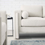 Visible Boucle Fabric Loveseat in Ivory
